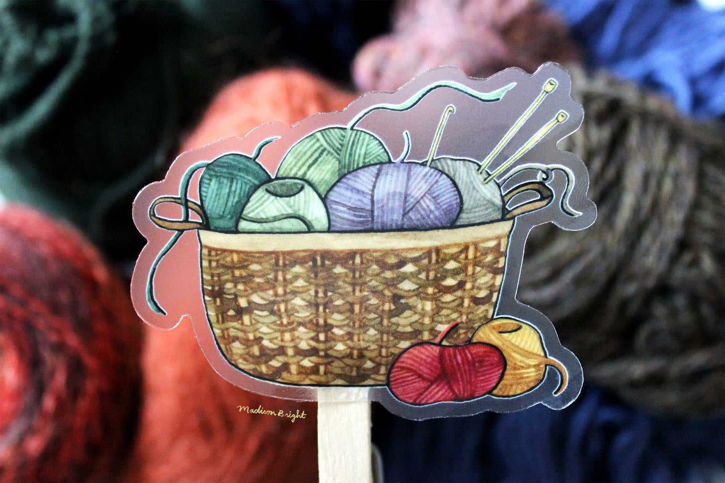 Basket Full of Yarn - Clear Waterproof Sticker