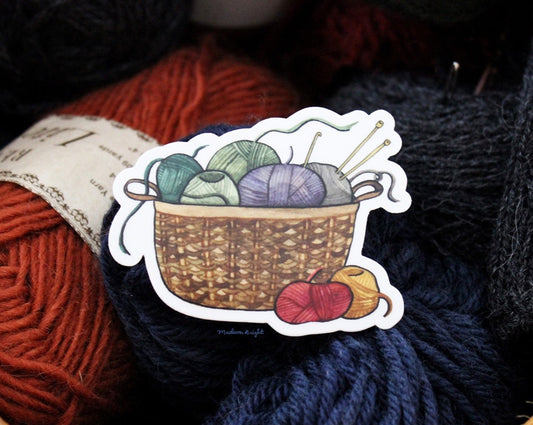 Basket Full of Yarn - Clear Waterproof Sticker