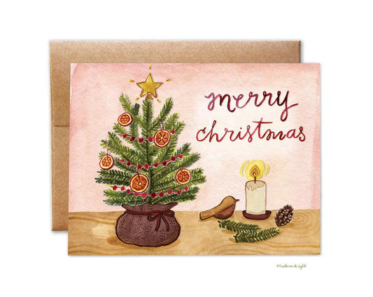 Merry Christmas Tabletop Tree - Greeting Card
