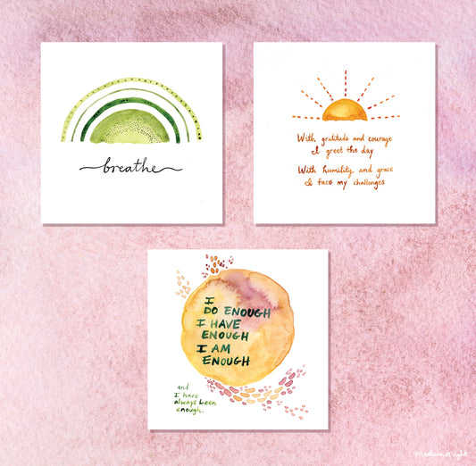 Daily Affirmations - Set of Three Art Prints