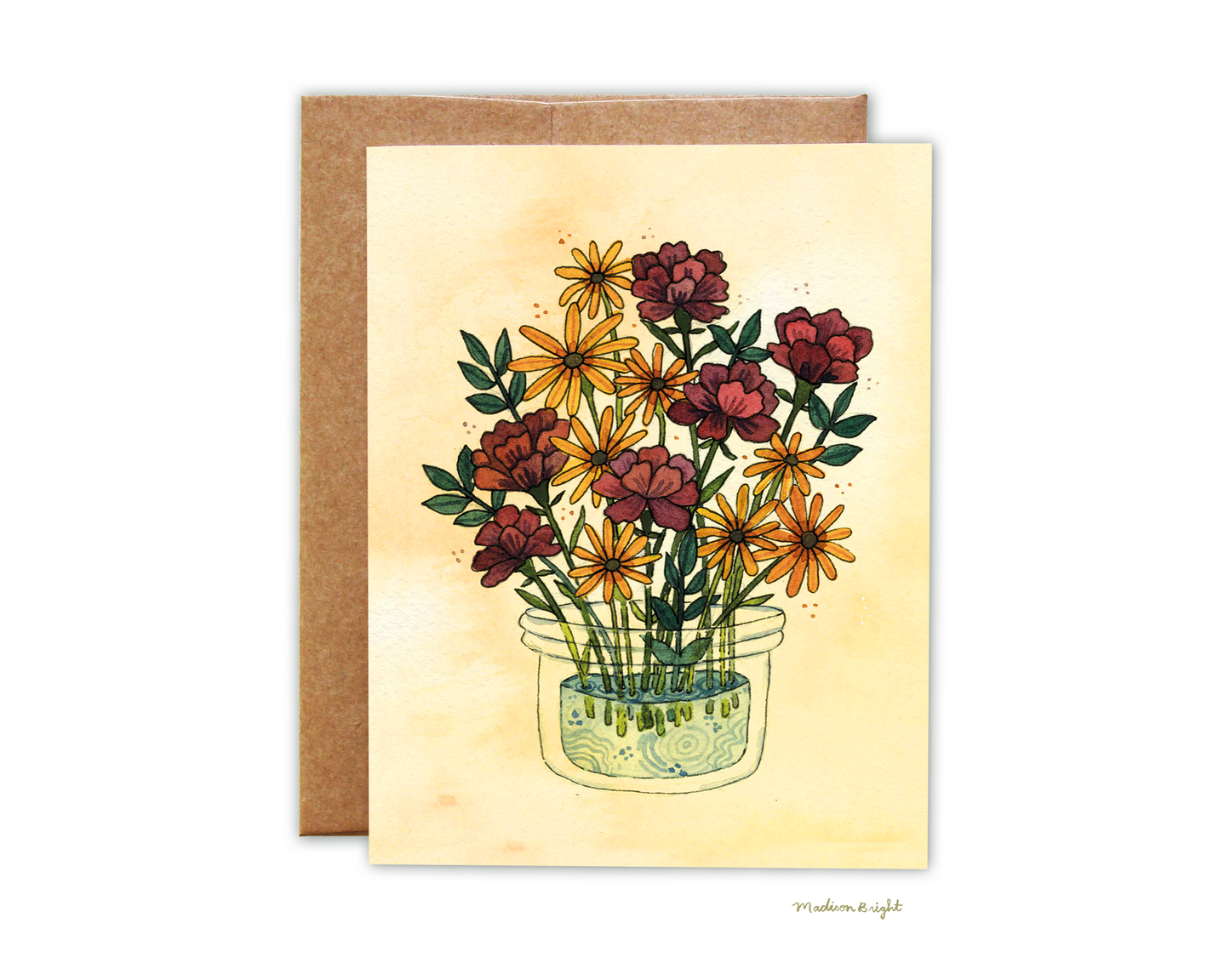 Daisy and Carnation Bouquet - Greeting Card