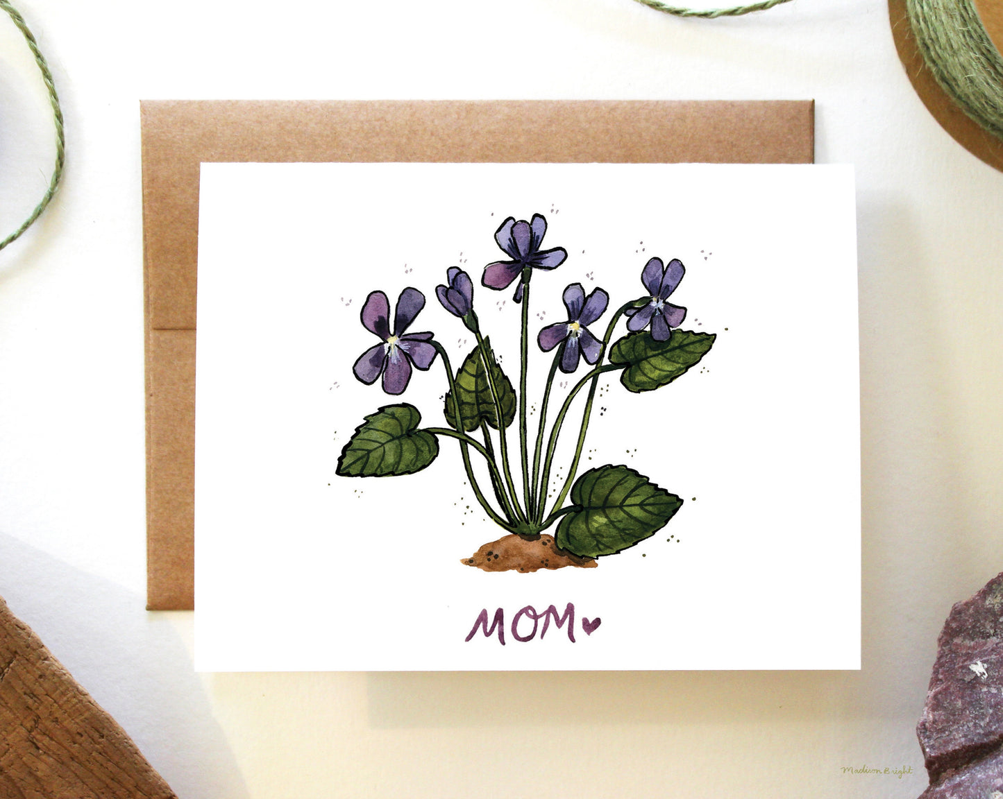 Mother's Day Wood Violets - Greeting Card