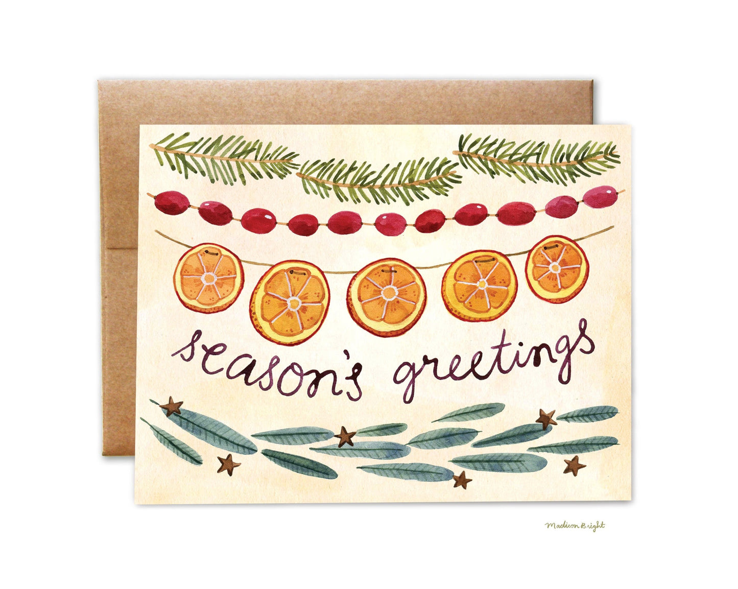 "Season's Greetings" Garlands - Holiday Greeting Card