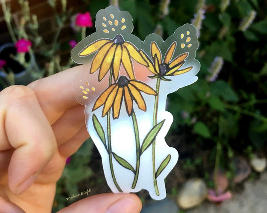 Black-Eyed Susan Flowers - Clear Waterproof Sticker