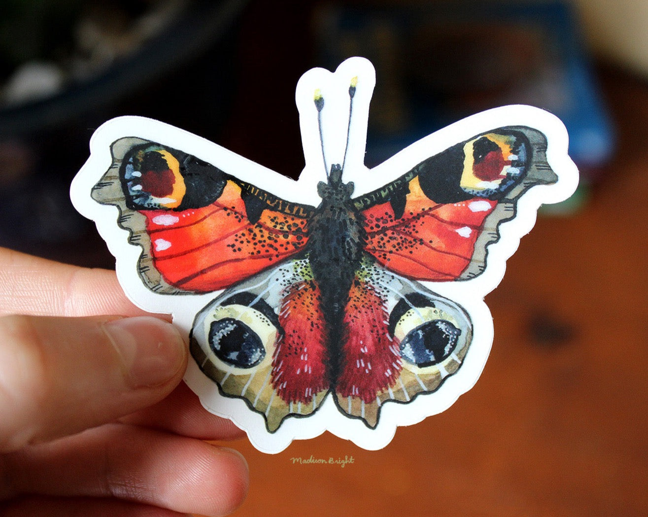 Peacock Butterfly - Clear Waterproof Sticker