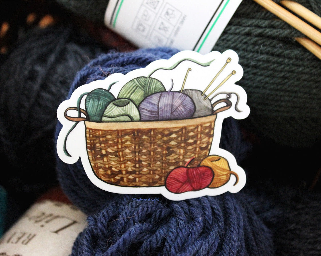 Basket Full of Yarn - Waterproof Sticker