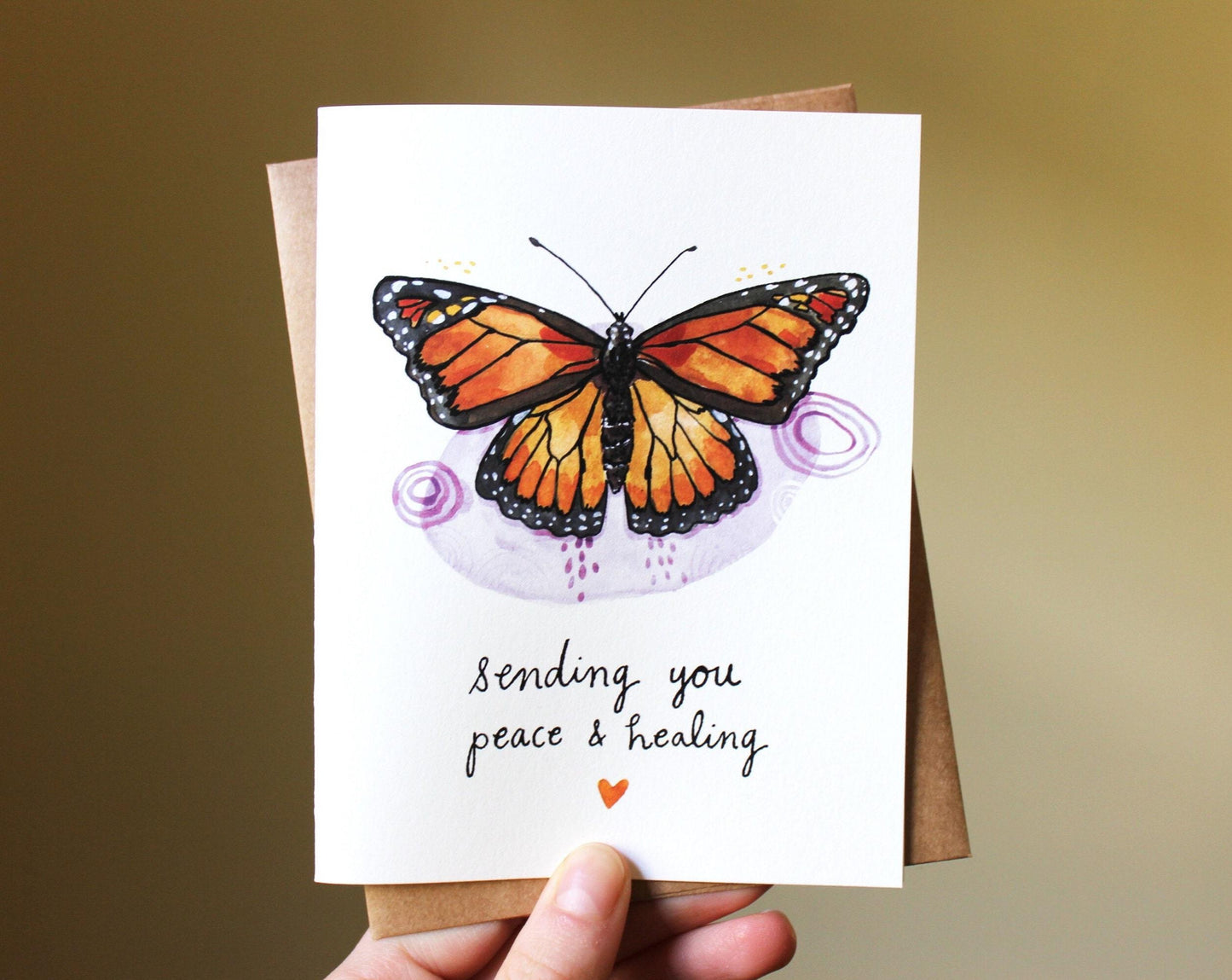 "Sending You Peace & Healing" Monarch Butterfly - Greeting Card
