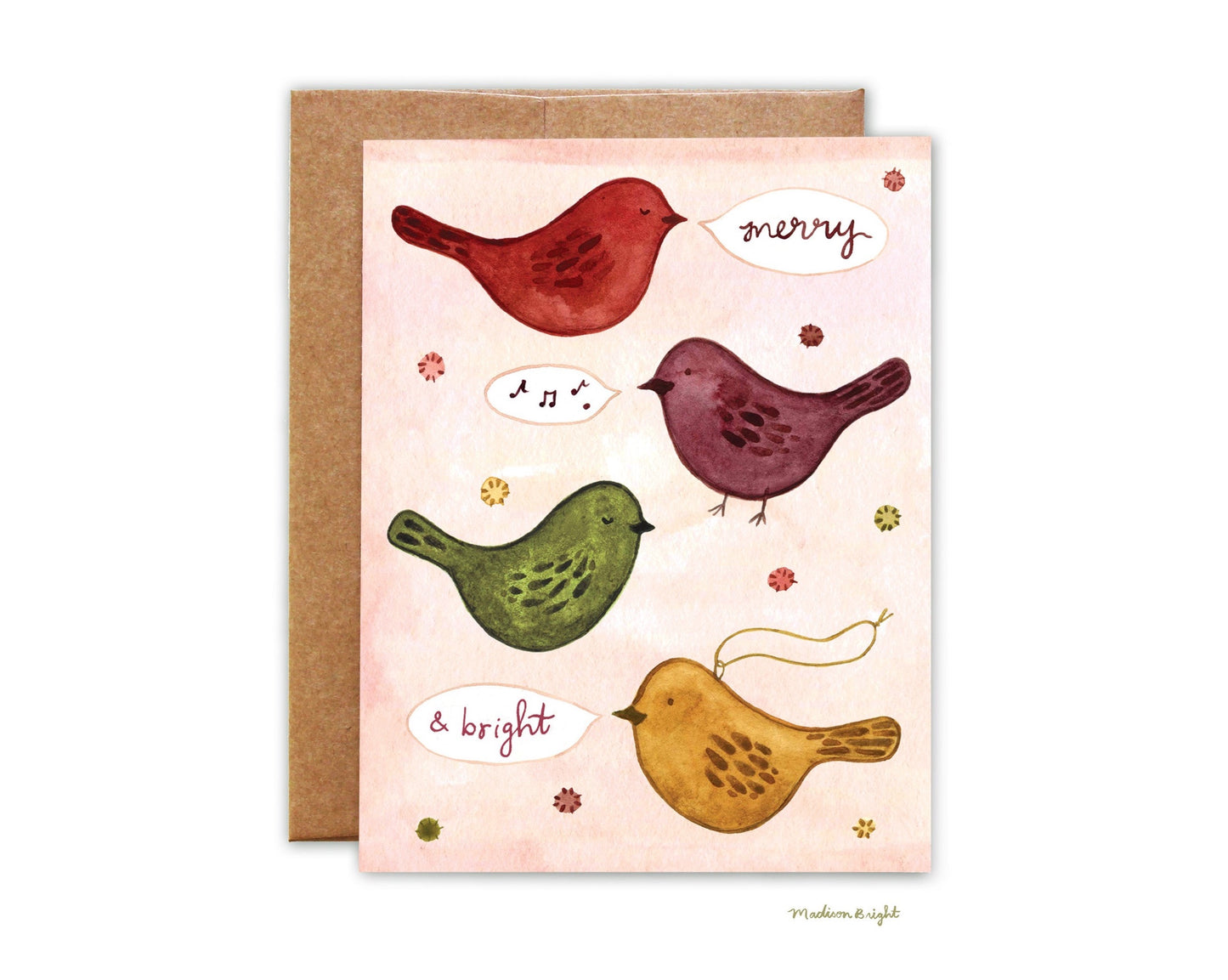 Merry & Bright Birds - Greeting Card