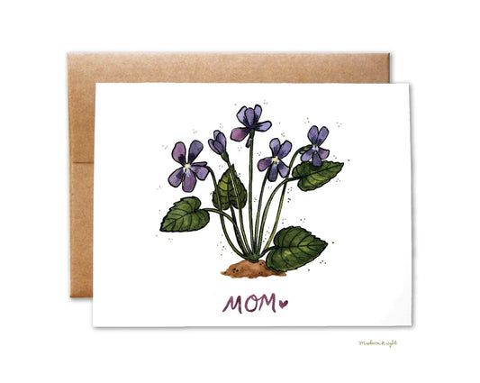 Mother's Day Wood Violets - Greeting Card