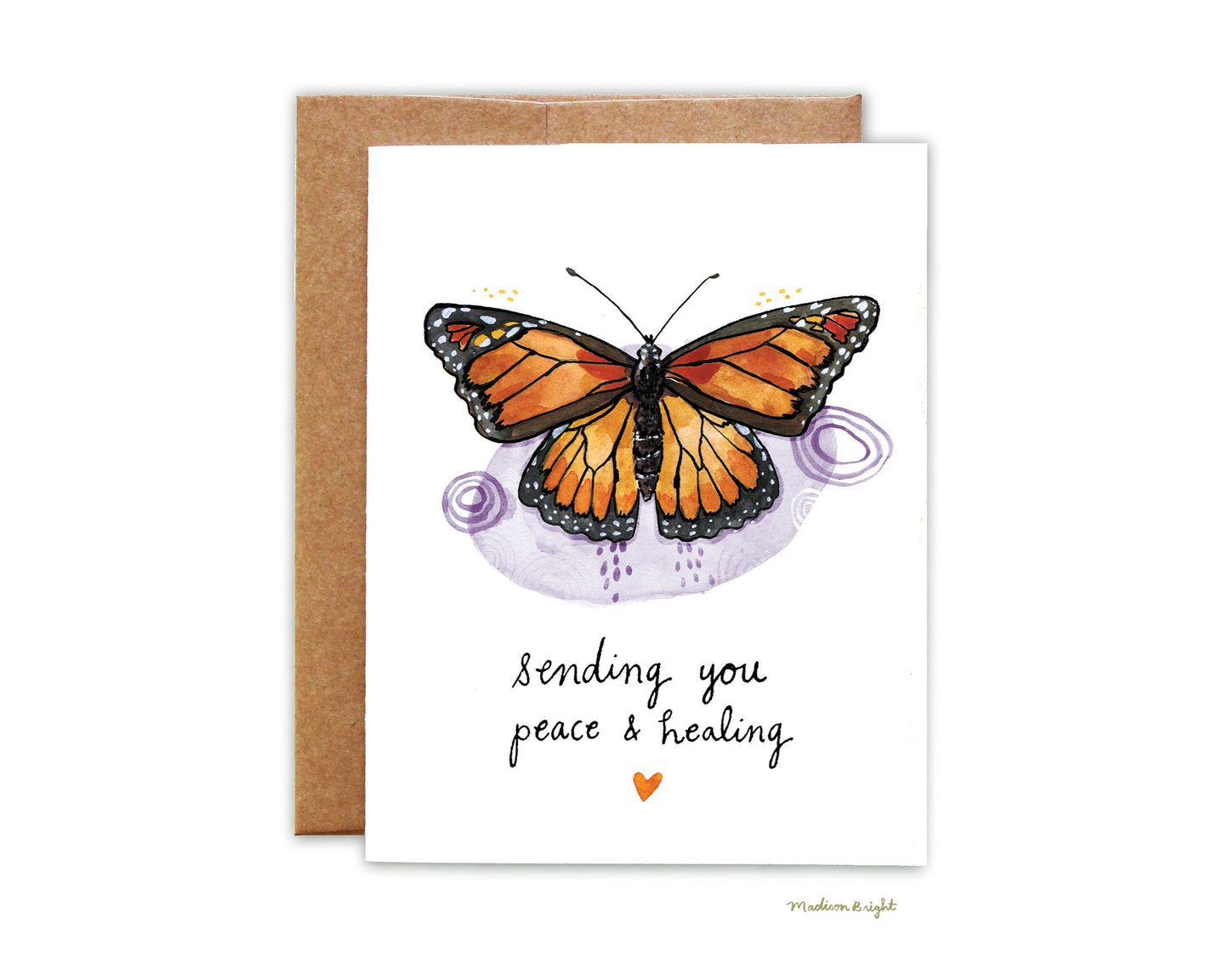 "Sending You Peace & Healing" Monarch Butterfly - Greeting Card