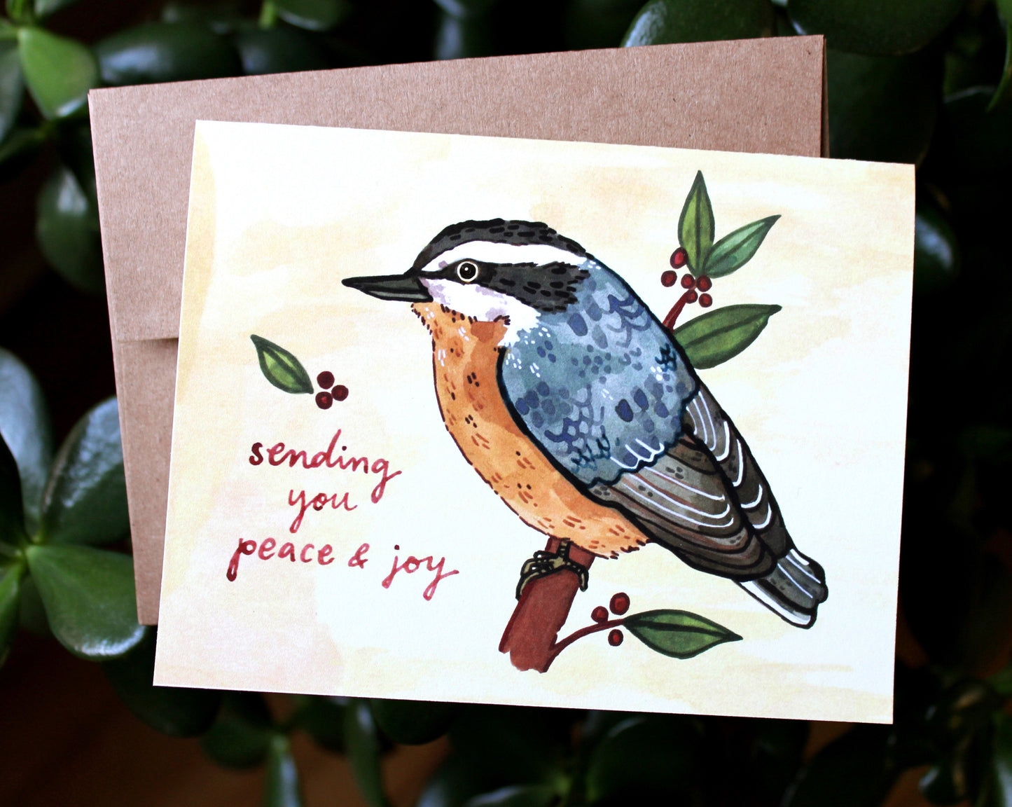 "Sending You Peace and Joy" Nuthatch - Greeting Card