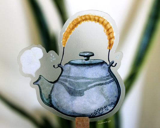 Steaming Teapot - Clear Waterproof Sticker