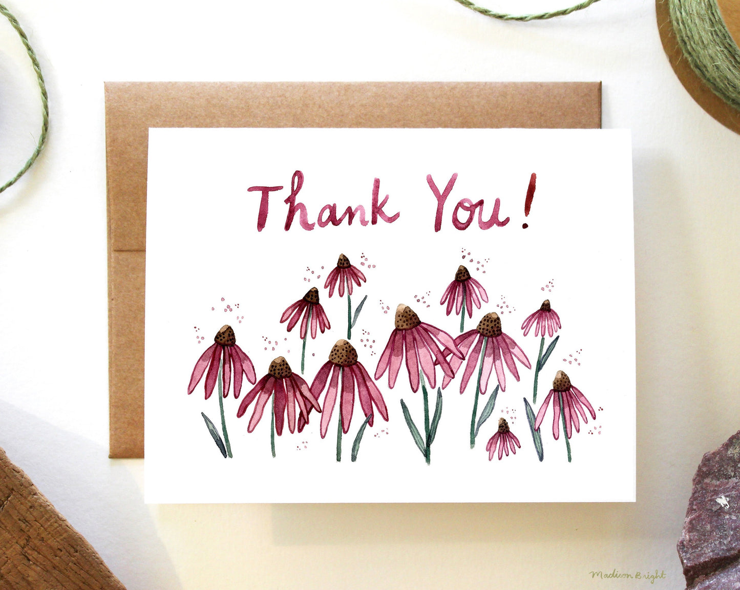 "Thank You!" Echinacea Flowers - Greeting Card